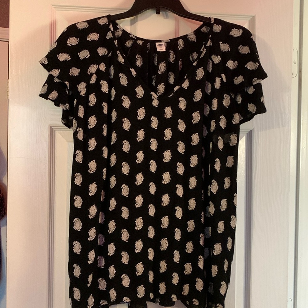 Plus Size Black top with double petal sleeves